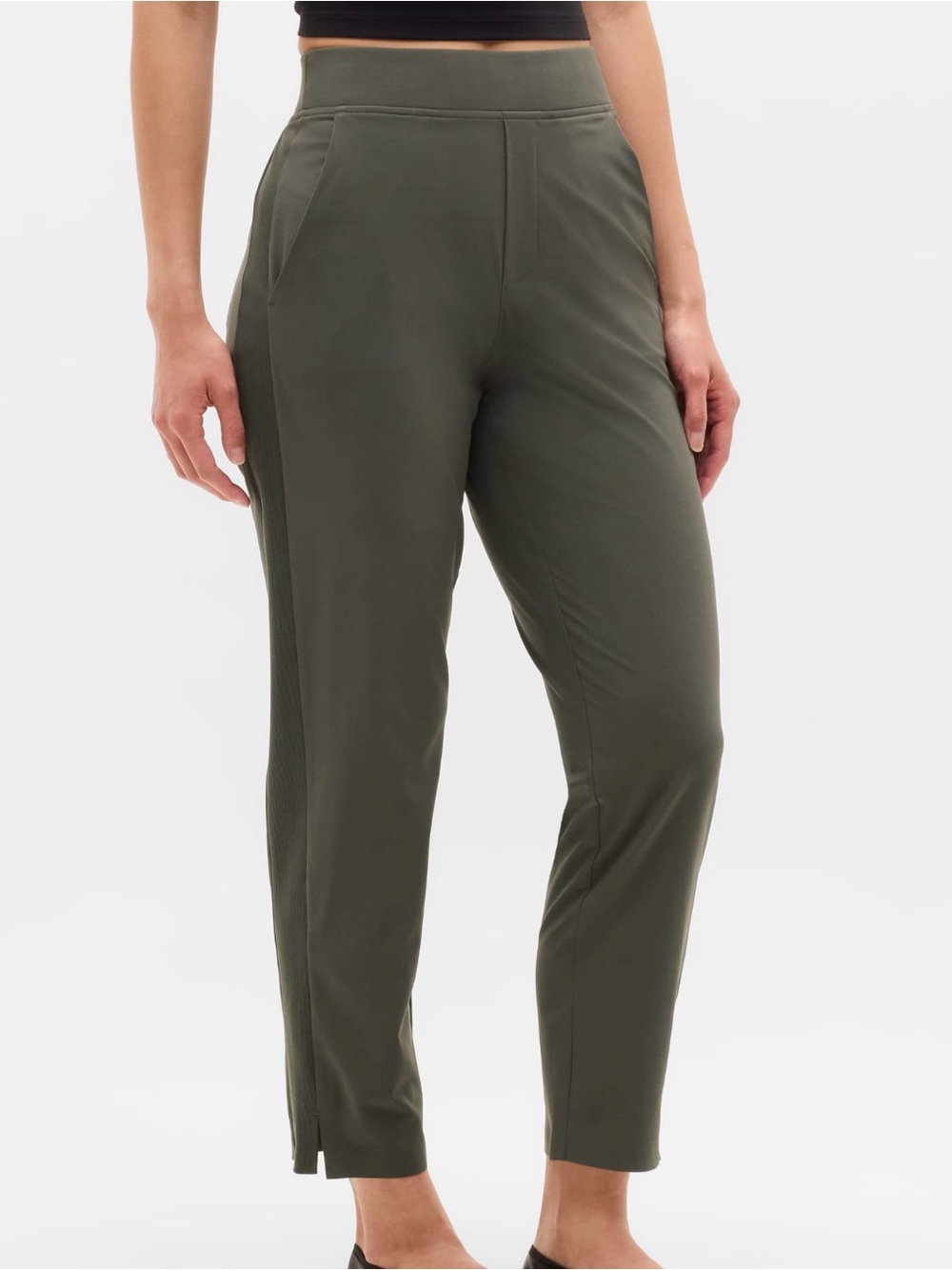 Athleta Brooklyn Ankle Pants Size 12 Dark Olive Pull On Stretch Travel